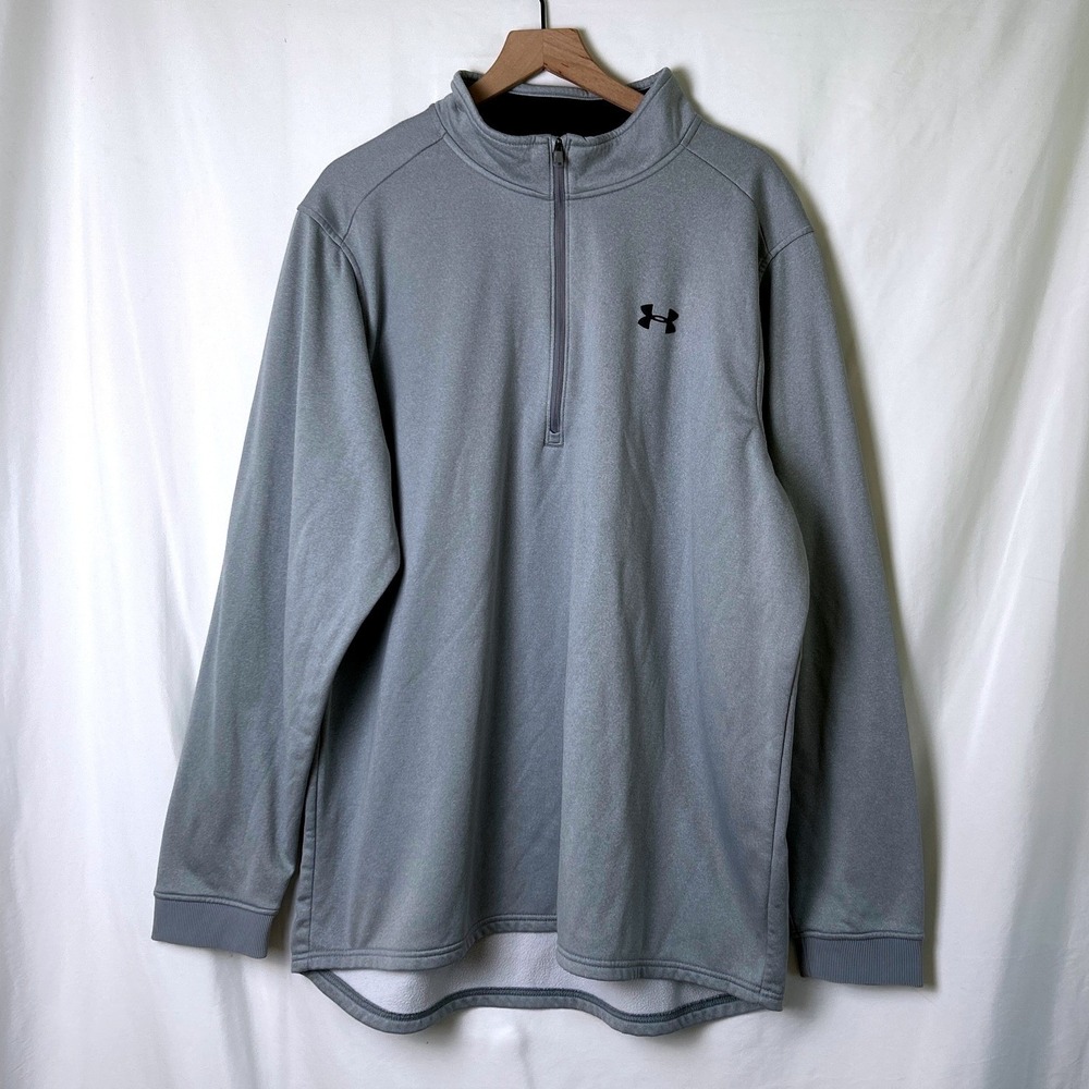 Under Armour Mens ColdGear Loose Quarter Zip Pullover Size 3XLT Gray Activewear